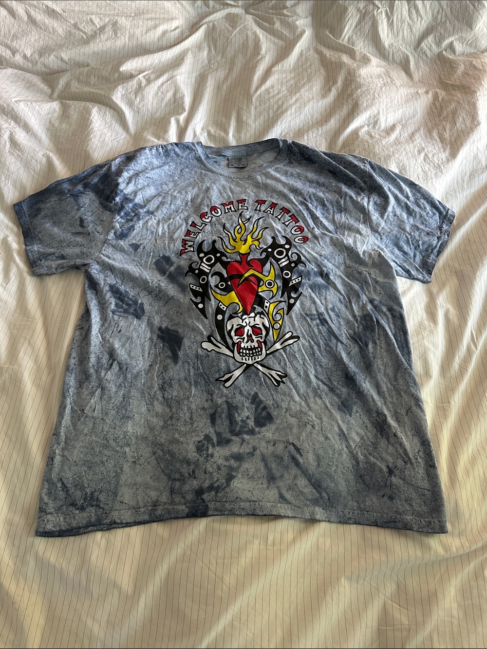 Comfort Colors - Welcome Tattoo Graphic Tee - Blue Tie-Dye Men’s Shirt